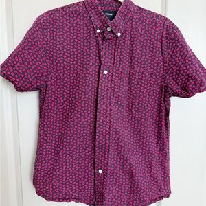 Jack Spade Men's Dark Blue and Red Floral Button Down Shirt Size Medium